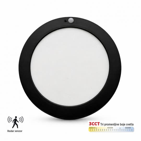 Panel LED nadgradni okrugli crni sa senzorom M18NO-PLS-B 18W 3CCT