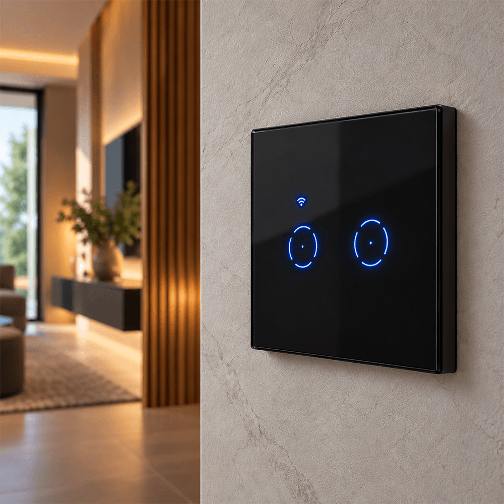 Prekidač pametni MS-701-2-C II crni TOUCH serijski WiFi smart 10A 2.4GHZ